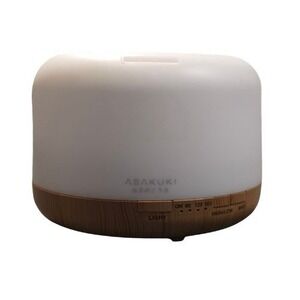Asakuki 500ml Essential Oil Diffuser 7 LED Color Light Wood Grain Base White